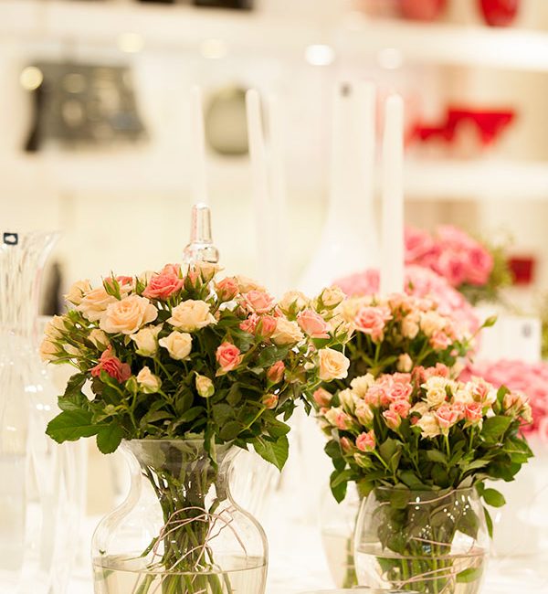 White Flowe Bouquet in a Glass Flask