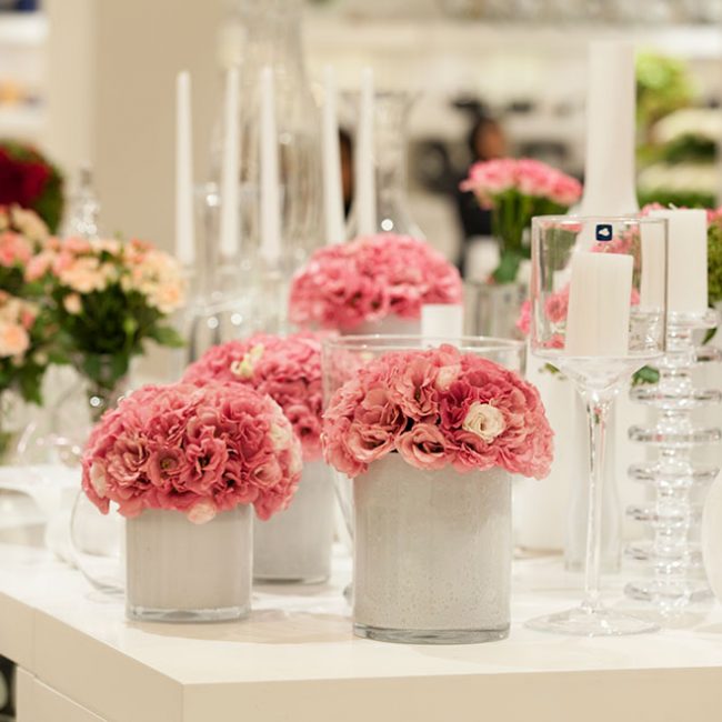 Peach Flower Decoration in a Glass Flask